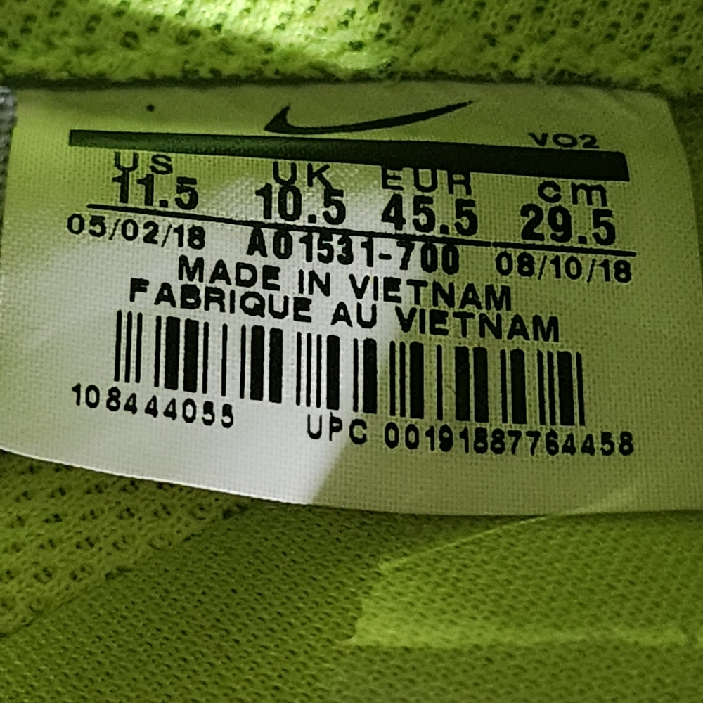 Nike Air Force 1 Utility Volt Men's Size 11.5 US Green Low Top (A01531-700)